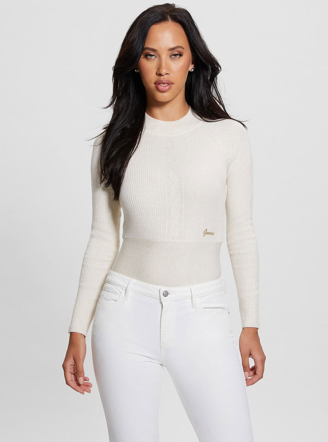 White Melodie Long Sleeve Knit Top White Melodie Long Sleeve Knit Top