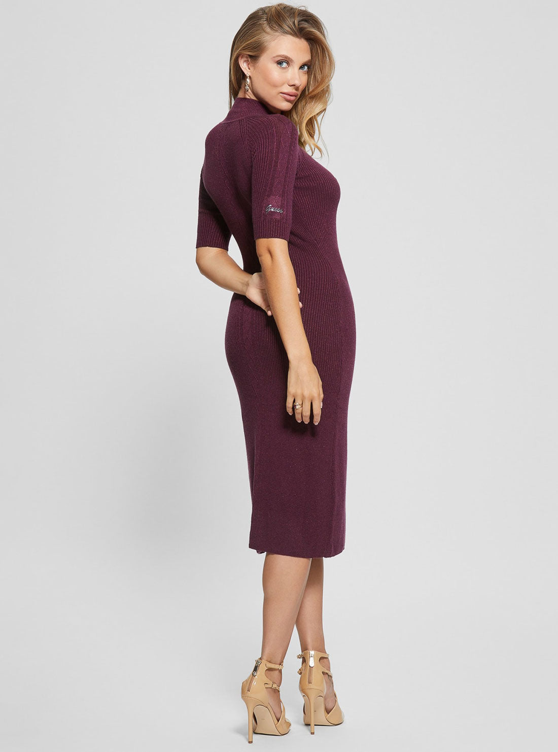 Maroon Arielle Knit Midi Dress Maroon Arielle Knit Midi Dress