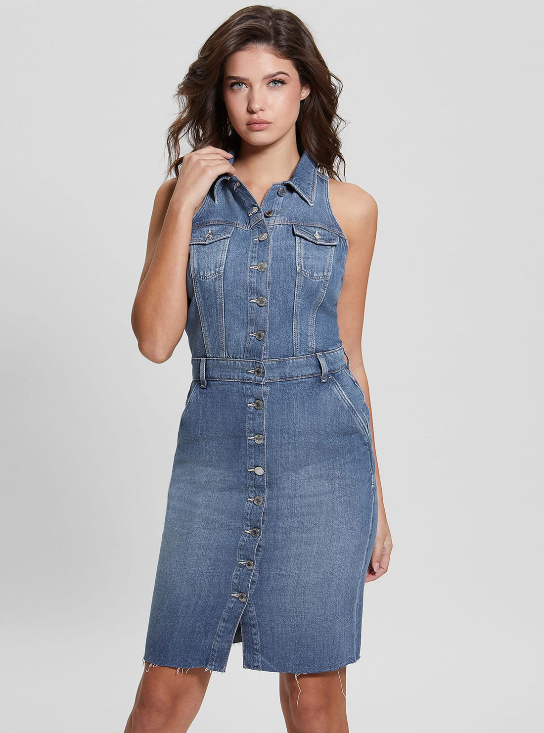 Eco Blue Denim Stacie Mini Dress Eco Blue Denim Stacie Mini Dress
