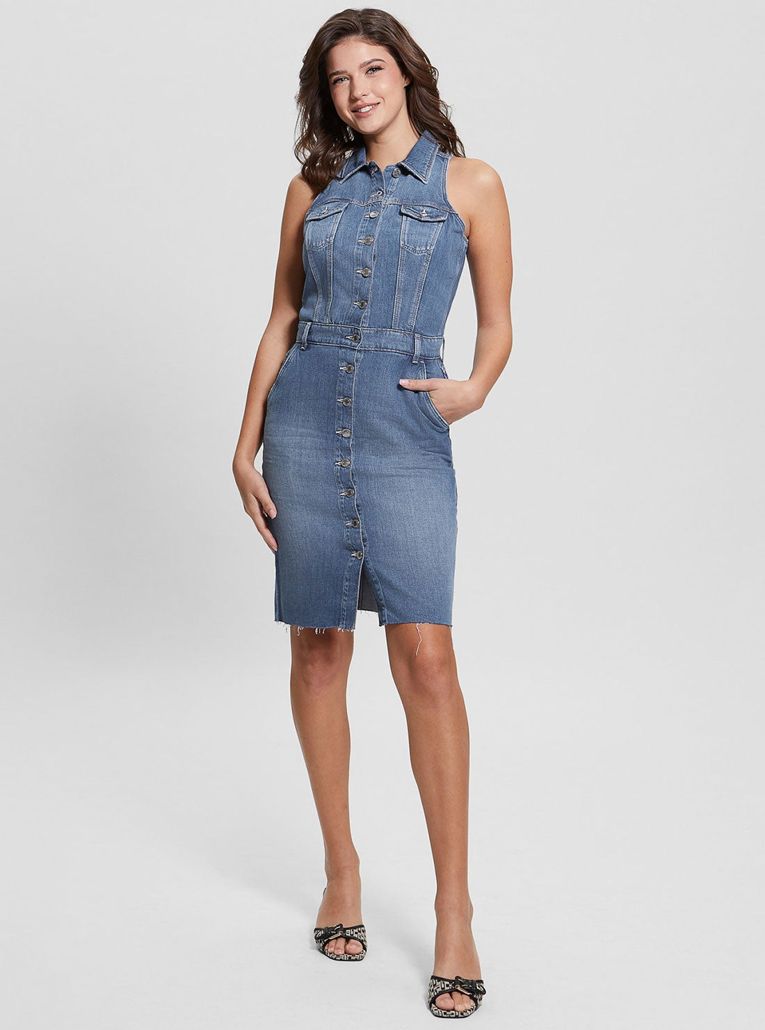Eco Blue Denim Stacie Mini Dress Eco Blue Denim Stacie Mini Dress