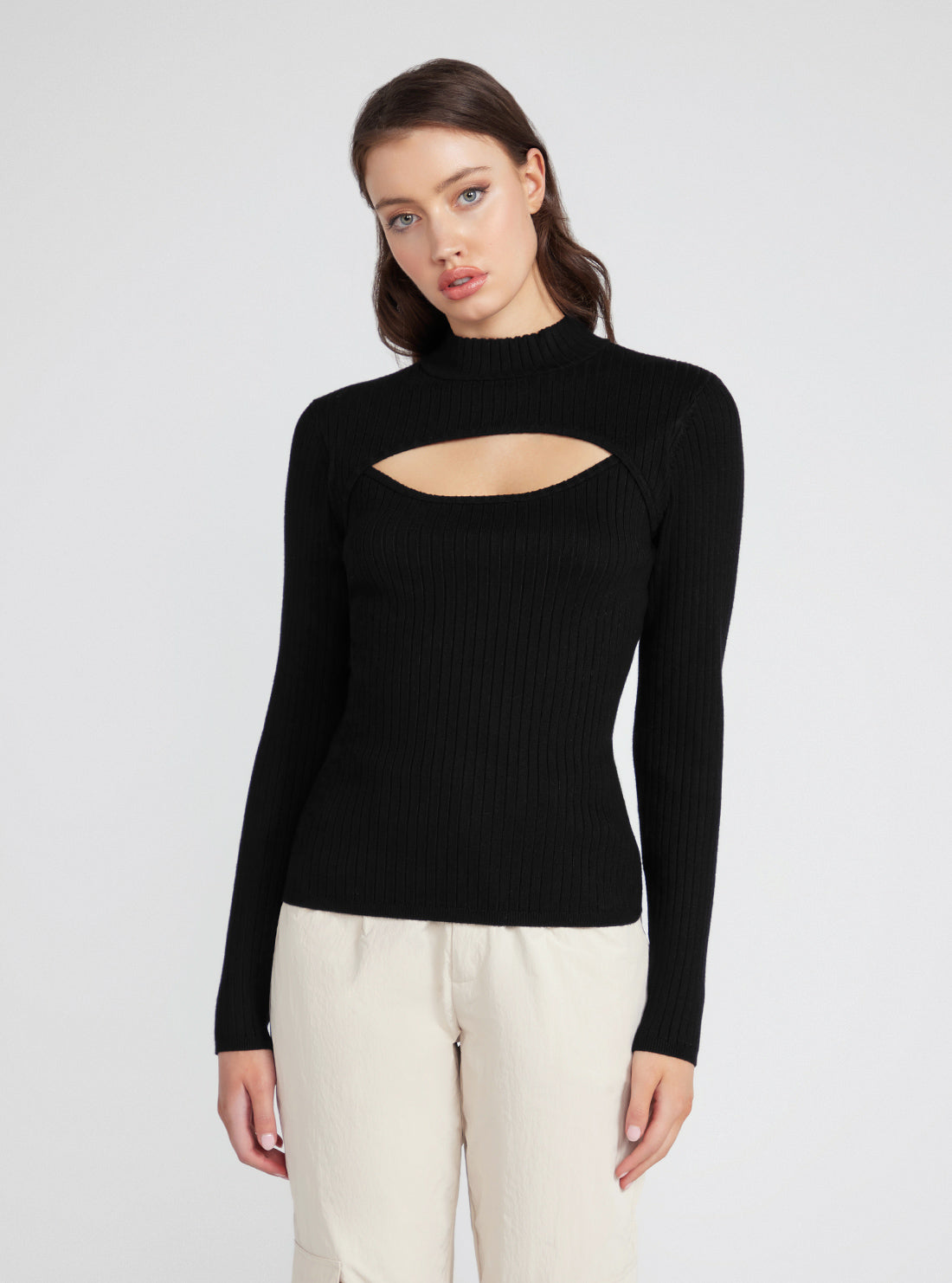 Black Clarita Cut-Out Knit Top Black Clarita Cut-Out Knit Top