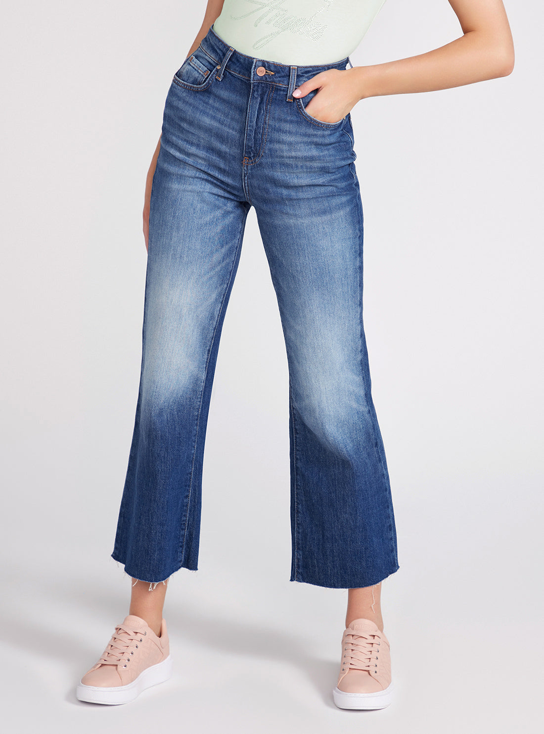 High-Rise Ankle Wide Leg Denim Jeans In Feel Free Wash High-Rise Ankle Wide Leg Denim Jeans In Feel Free Wash