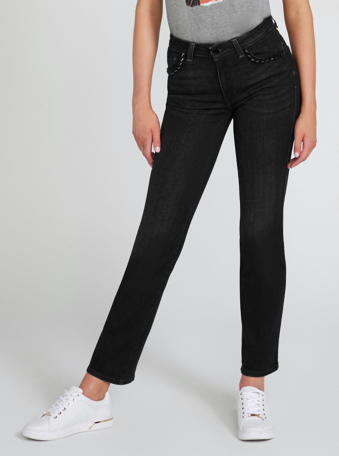 High-Rise Sexy Straight Leg Denim Jeans In Orbit Wash High-Rise Sexy Straight Leg Denim Jeans In Orbit Wash