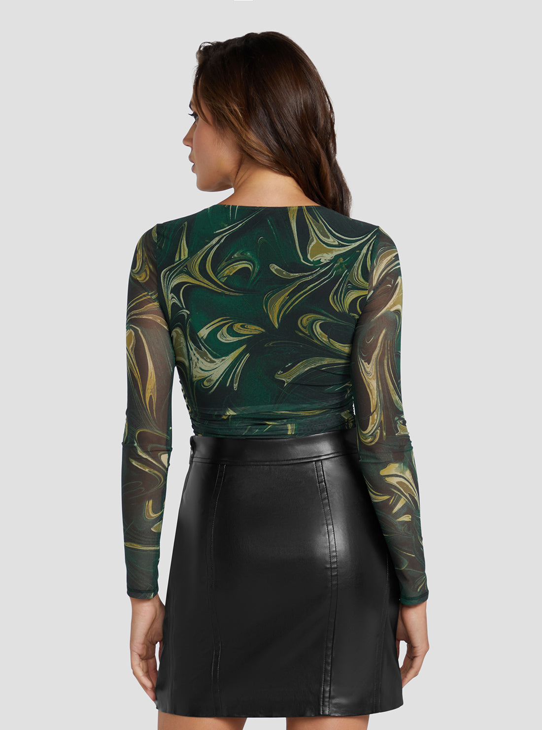 Marble Green Print Luisa Mesh Bodysuit Marble Green Print Luisa Mesh Bodysuit