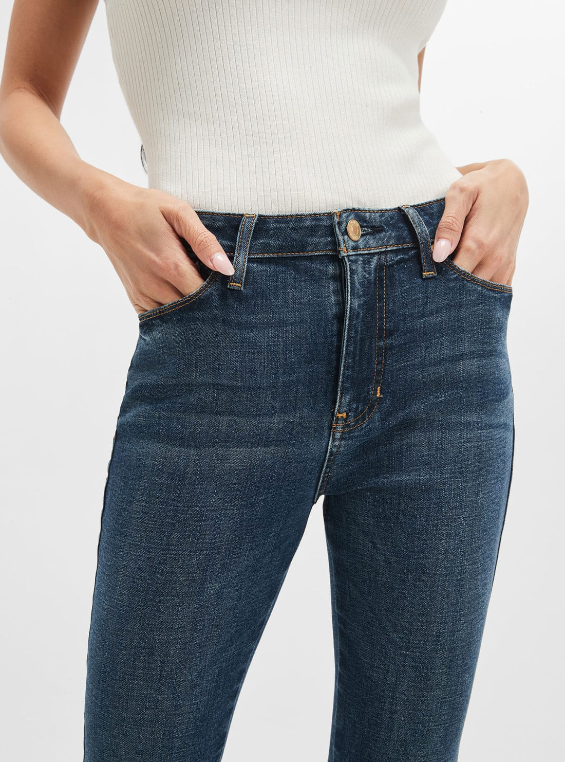 High-Rise Sexy Flared Denim Jeans In Blue Fog Wash High-Rise Sexy Flared Denim Jeans In Blue Fog Wash