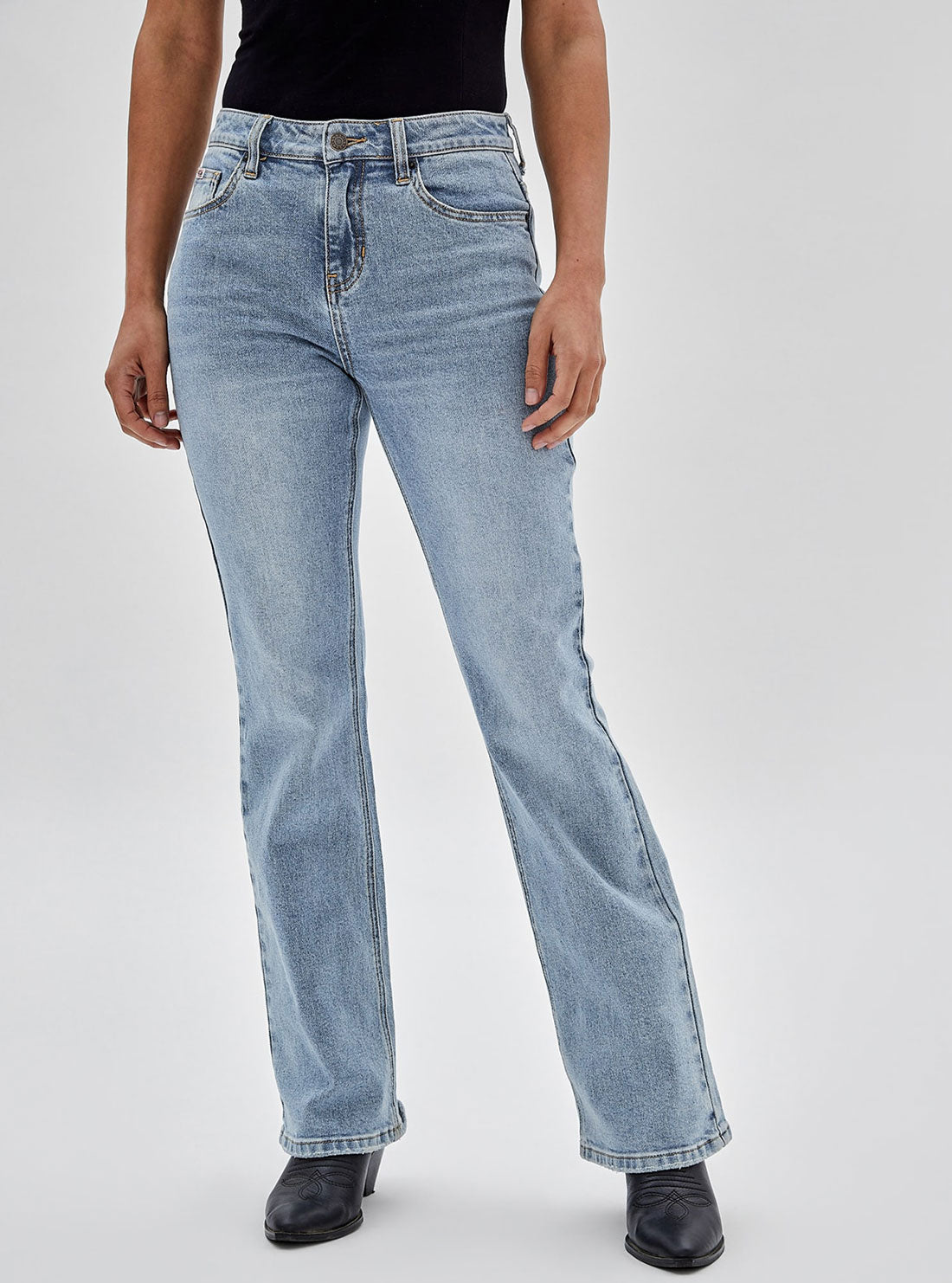 Guess Originals High-Rise Bootcut Denim Jeans In Leo Light Wash Guess Originals High-Rise Bootcut Denim Jeans In Leo Light Wash