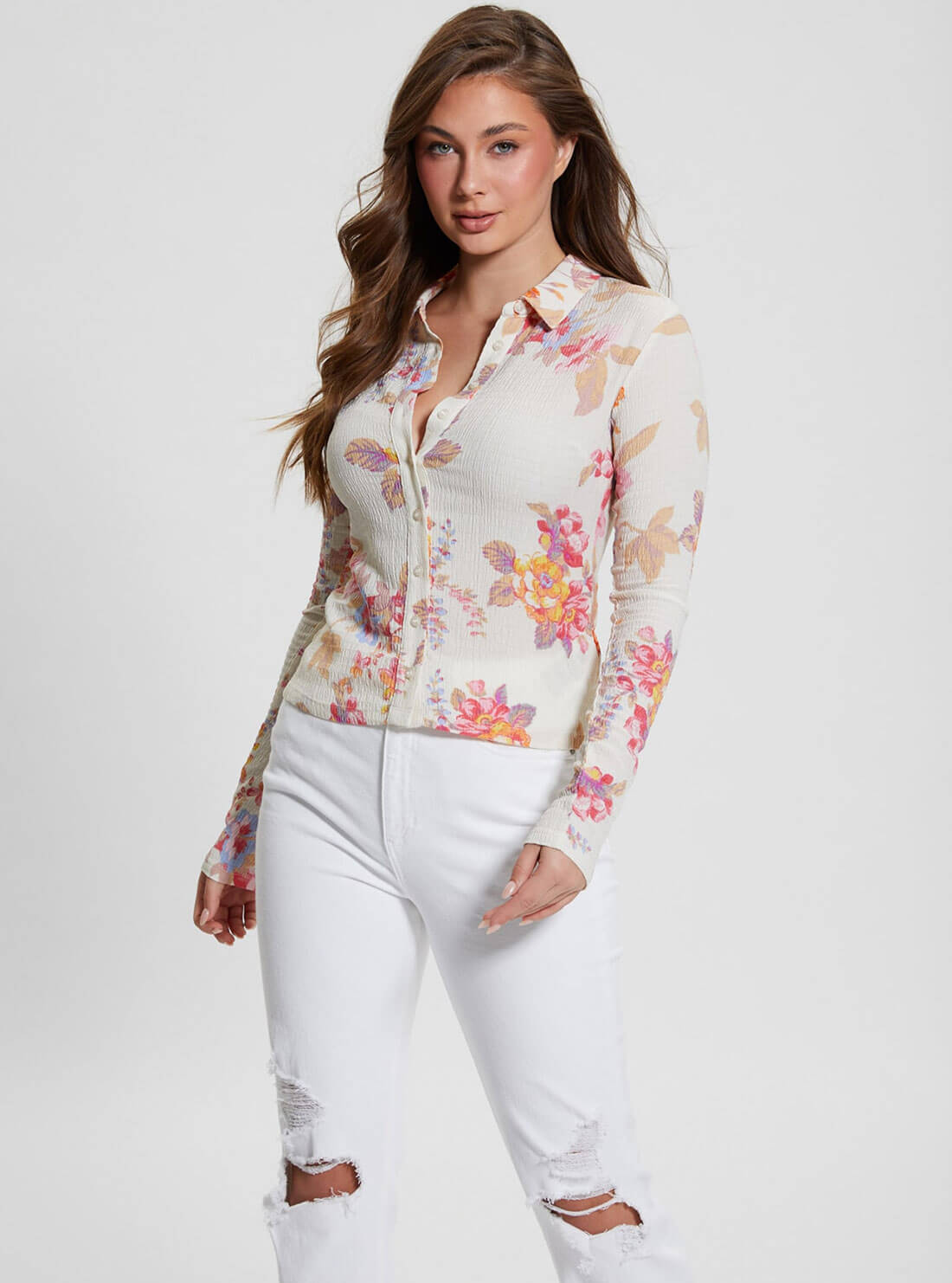White Floral Tessa Long Sleeve Top White Floral Tessa Long Sleeve Top