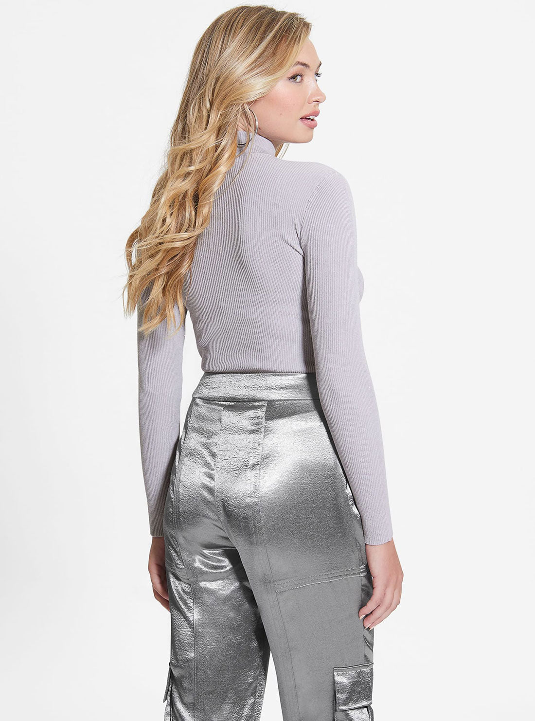 Gunmetal Multi Sequin Rib Knit Top Gunmetal Multi Sequin Rib Knit Top