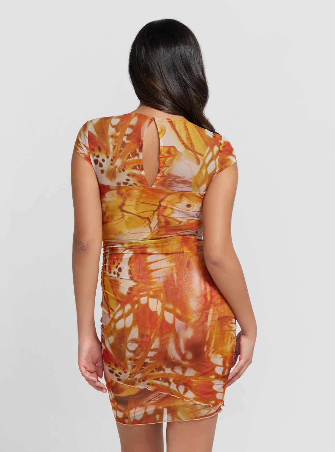 Eco Orange Butterfly Print Aida Mini Dress Eco Orange Butterfly Print Aida Mini Dress