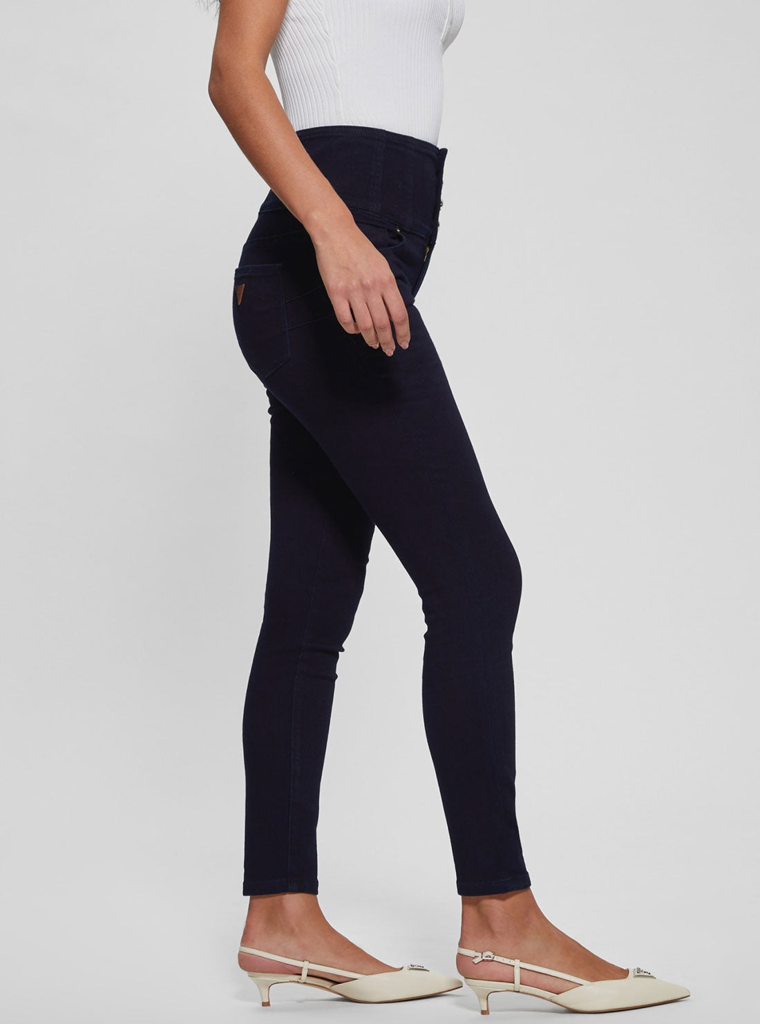 High-Rise Corset Shape Up Skinny Denim Jeans In Rinse Wash High-Rise Corset Shape Up Skinny Denim Jeans In Rinse Wash