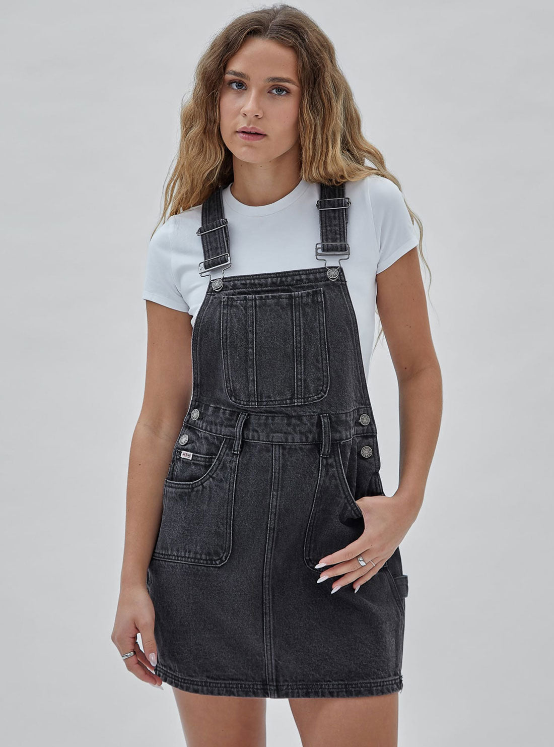 Guess Originals Black Overall Mini Dress Guess Originals Black Overall Mini Dress