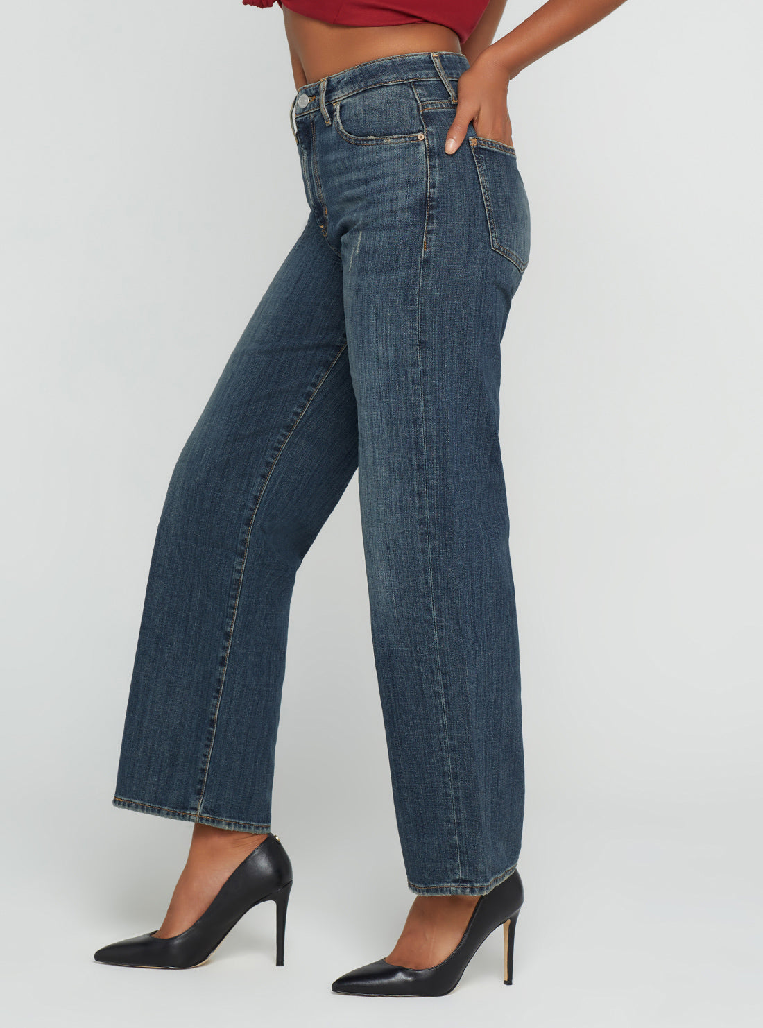 Eco High-Rise 90s Boyfriend Denim Jeans In Waterton Blue Wash Eco High-Rise 90s Boyfriend Denim Jeans In Waterton Blue Wash