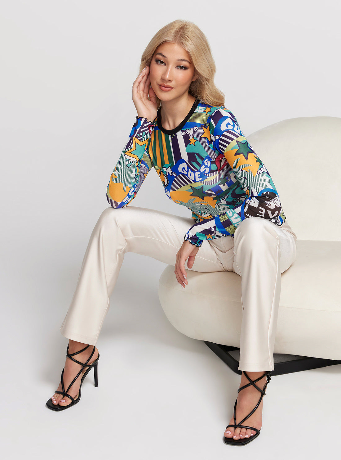 Pop Print Long Sleeve Mesh Dora Top Pop Print Long Sleeve Mesh Dora Top
