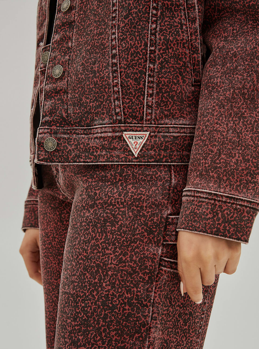 Guess Originals Red Multi Rey Textured Denim Jacket Guess Originals Red Multi Rey Textured Denim Jacket
