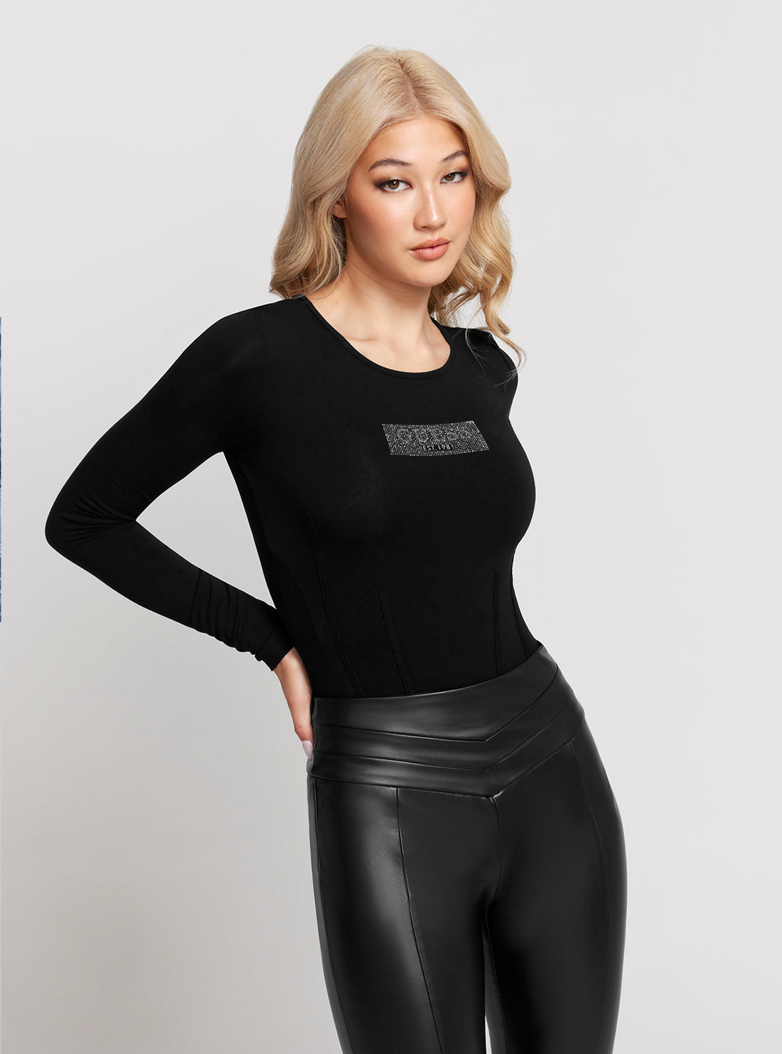 Black Long Sleeves Corset Bodysuit Top Black Long Sleeves Corset Bodysuit Top