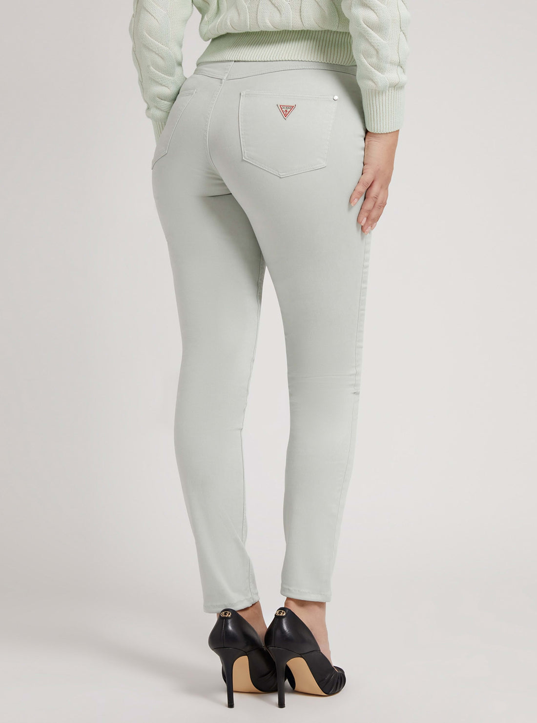 High-Rise 1981 Satin Skinny Denim Jeans In Light Khaki High-Rise 1981 Satin Skinny Denim Jeans In Light Khaki