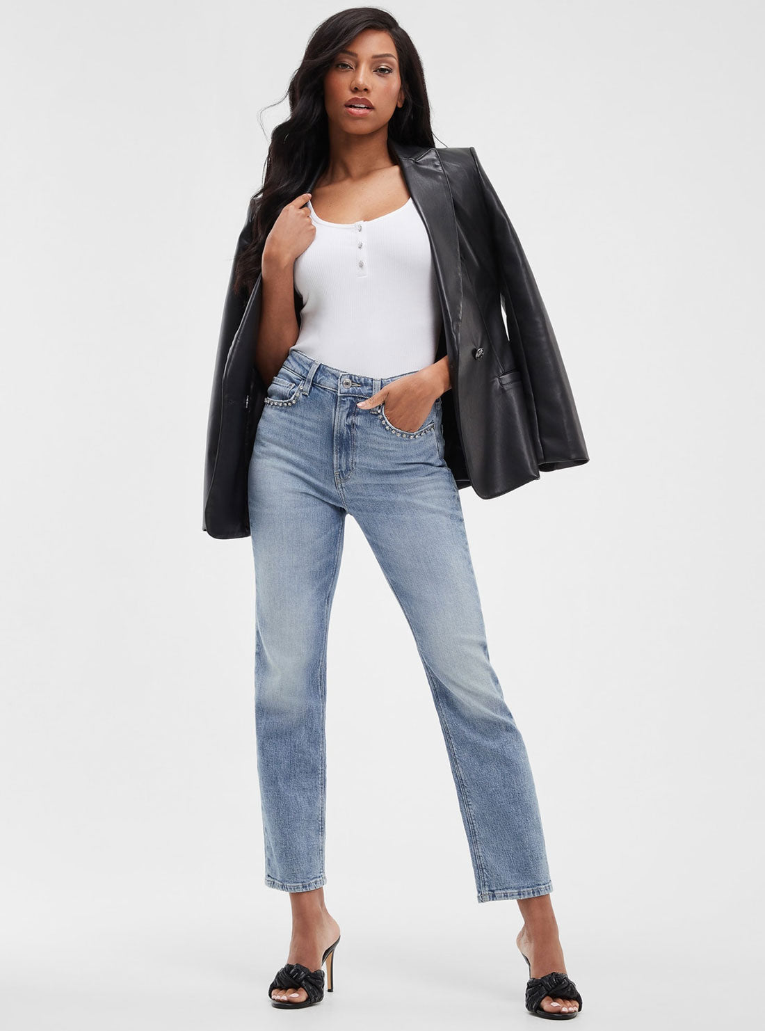Eco High-Rise Straight Leg Girly Denim Jeans in Feel Pretty Wash Eco High-Rise Straight Leg Girly Denim Jeans in Feel Pretty Wash