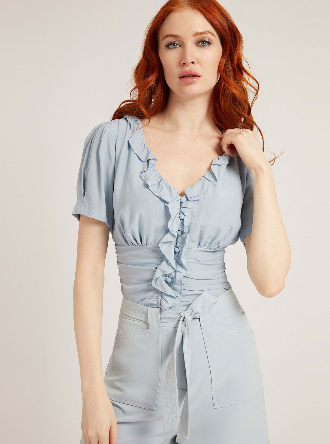 Blue Tiziana Frill Top Blue Tiziana Frill Top