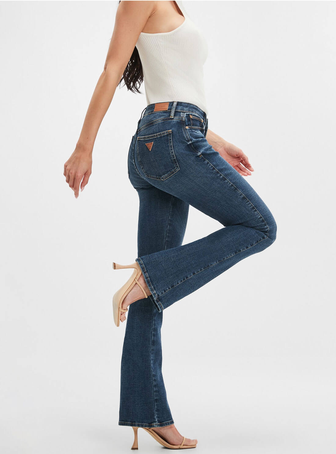 High-Rise Sexy Flared Denim Jeans In Blue Fog Wash High-Rise Sexy Flared Denim Jeans In Blue Fog Wash