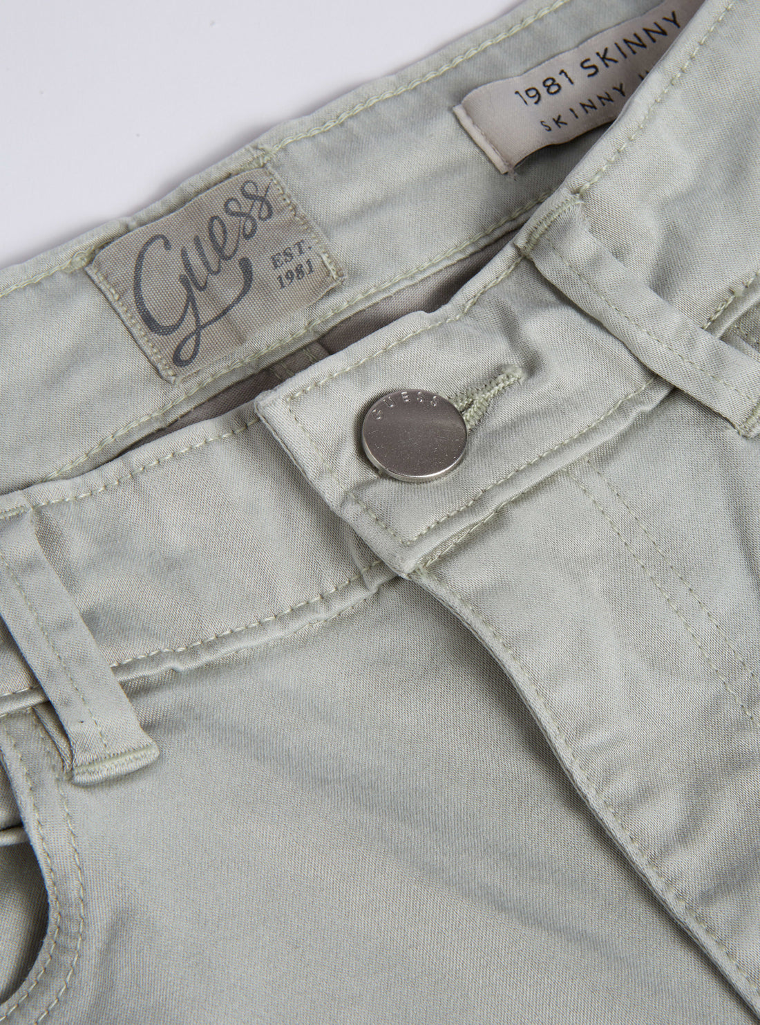 High-Rise 1981 Satin Skinny Denim Jeans In Light Khaki High-Rise 1981 Satin Skinny Denim Jeans In Light Khaki