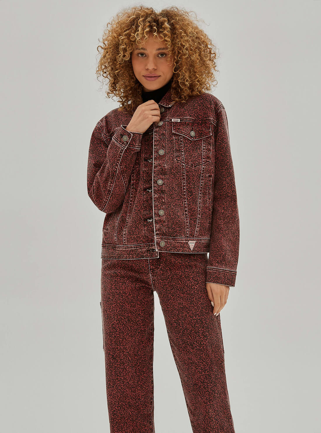 Guess Originals Red Multi Rey Textured Denim Jacket Guess Originals Red Multi Rey Textured Denim Jacket