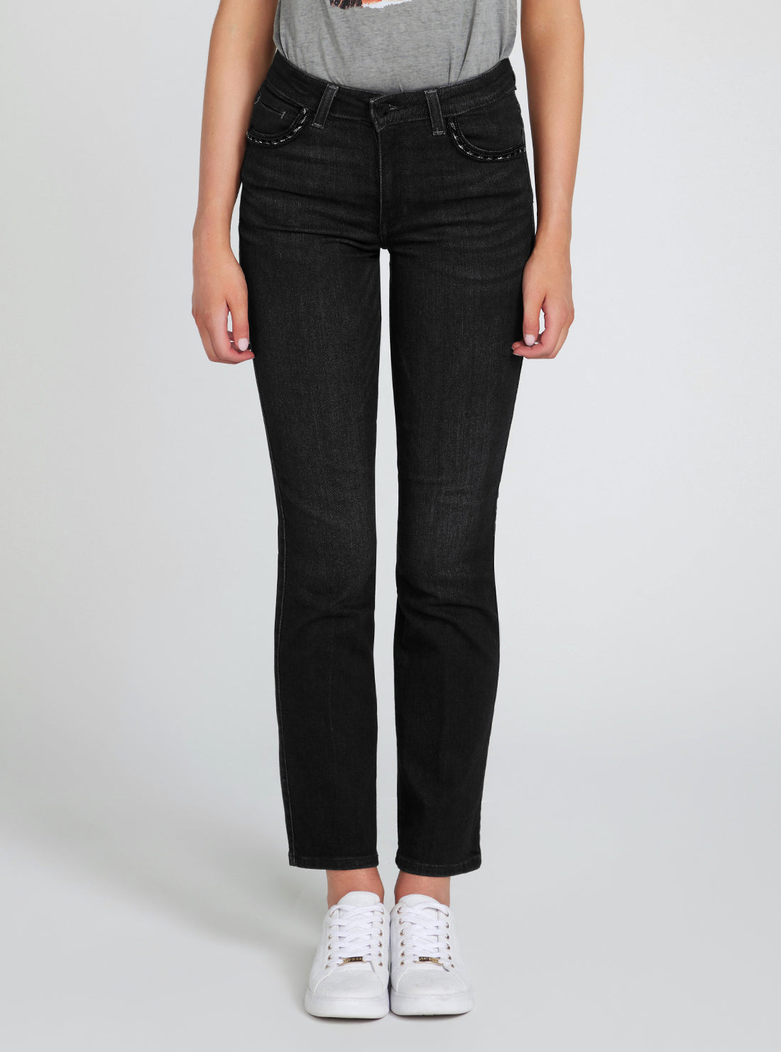 High-Rise Sexy Straight Leg Denim Jeans In Orbit Wash High-Rise Sexy Straight Leg Denim Jeans In Orbit Wash