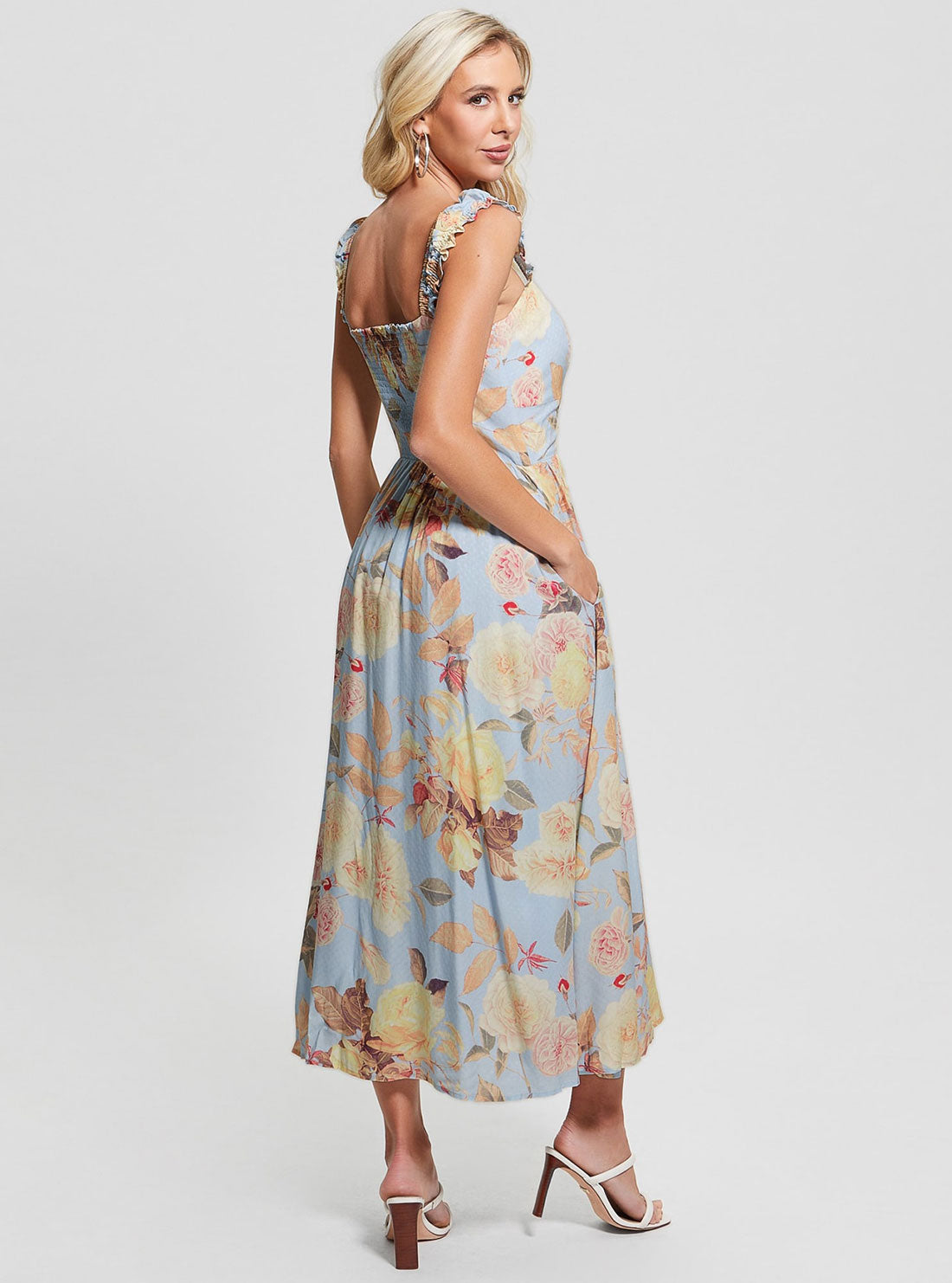 Peach Fiore Susanna Midi Dress