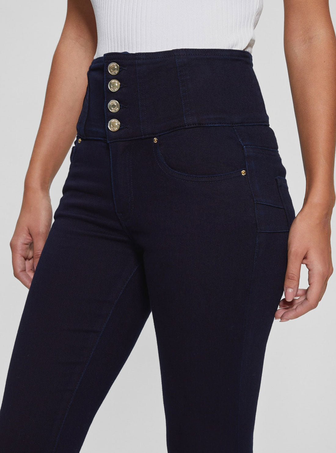 High-Rise Corset Shape Up Skinny Denim Jeans In Rinse Wash High-Rise Corset Shape Up Skinny Denim Jeans In Rinse Wash