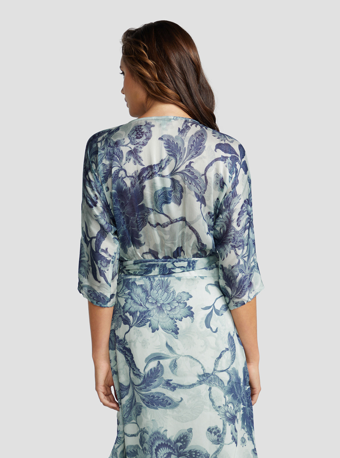Eco Porcelain Floral Print Ensley Wrap Midi Dress Eco Porcelain Floral Print Ensley Wrap Midi Dress