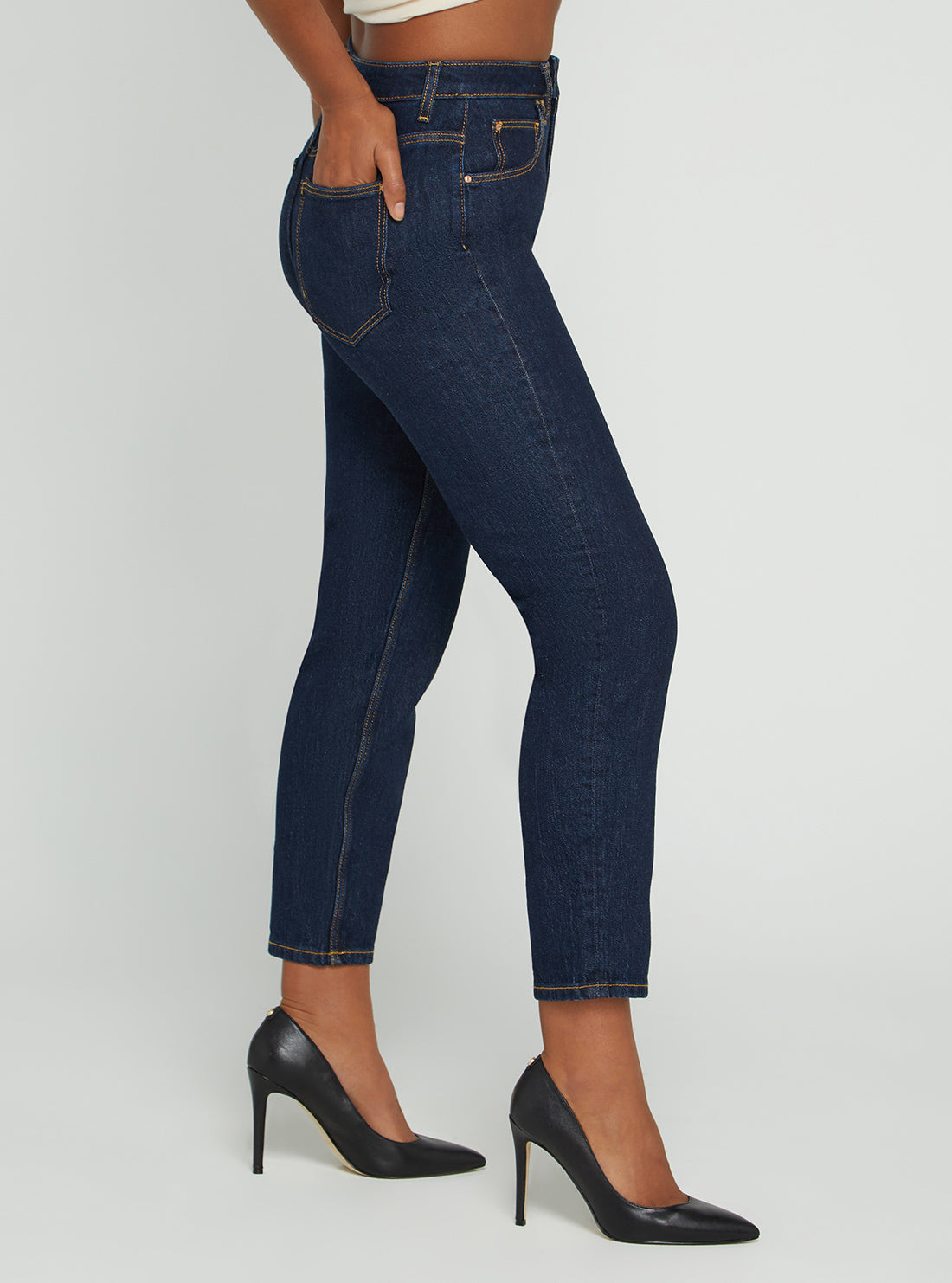 High-Rise Straight Leg Mom Denim Jeans In Authentic Dark Wash High-Rise Straight Leg Mom Denim Jeans In Authentic Dark Wash