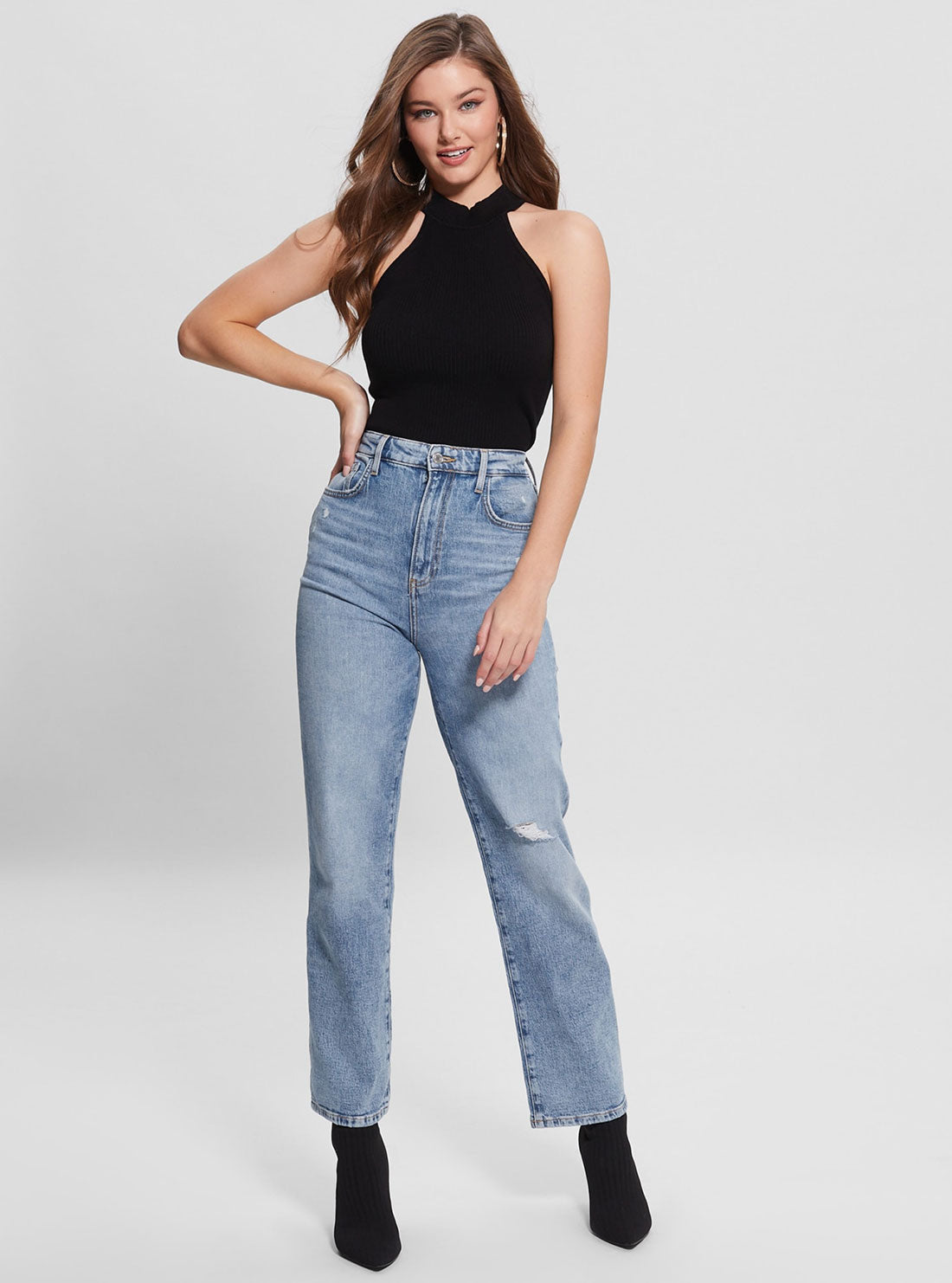 Eco High-Rise Melrose Wide Leg Denim Jeans In Target Blue Wash Eco High-Rise Melrose Wide Leg Denim Jeans In Target Blue Wash