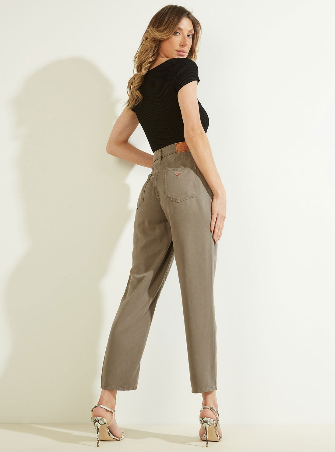 Eco High-Rise Straight Leg Denim Mom Jeans in Green Khaki Eco High-Rise Straight Leg Denim Mom Jeans in Green Khaki