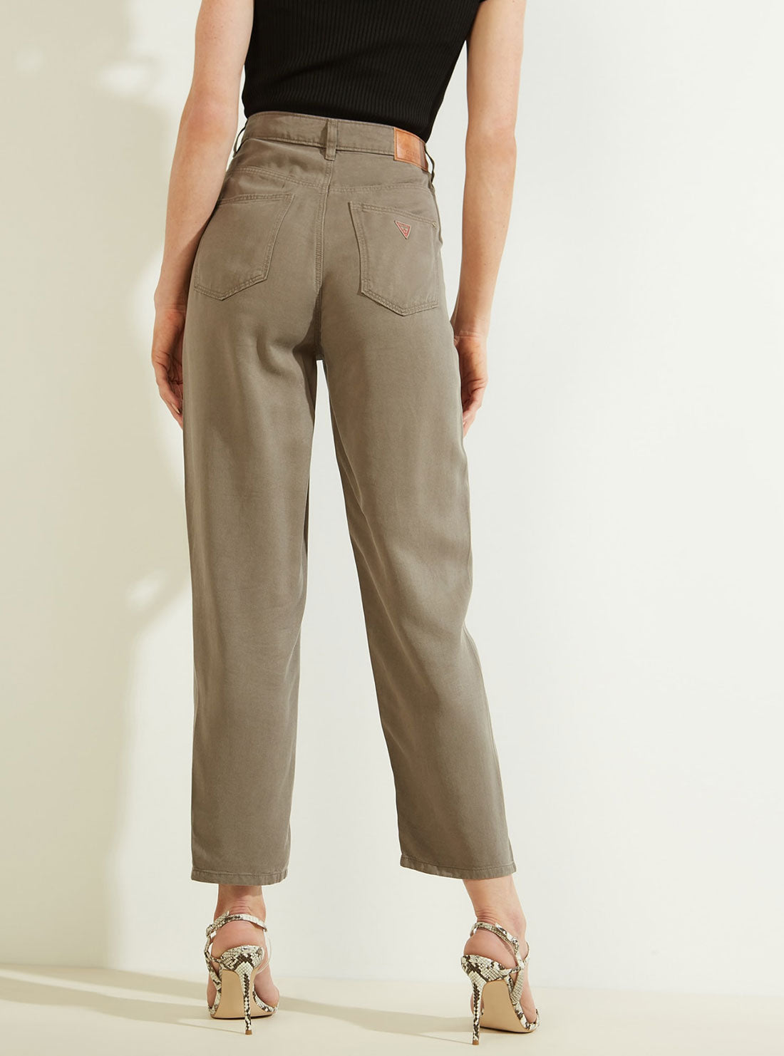 Eco High-Rise Straight Leg Denim Mom Jeans in Green Khaki Eco High-Rise Straight Leg Denim Mom Jeans in Green Khaki
